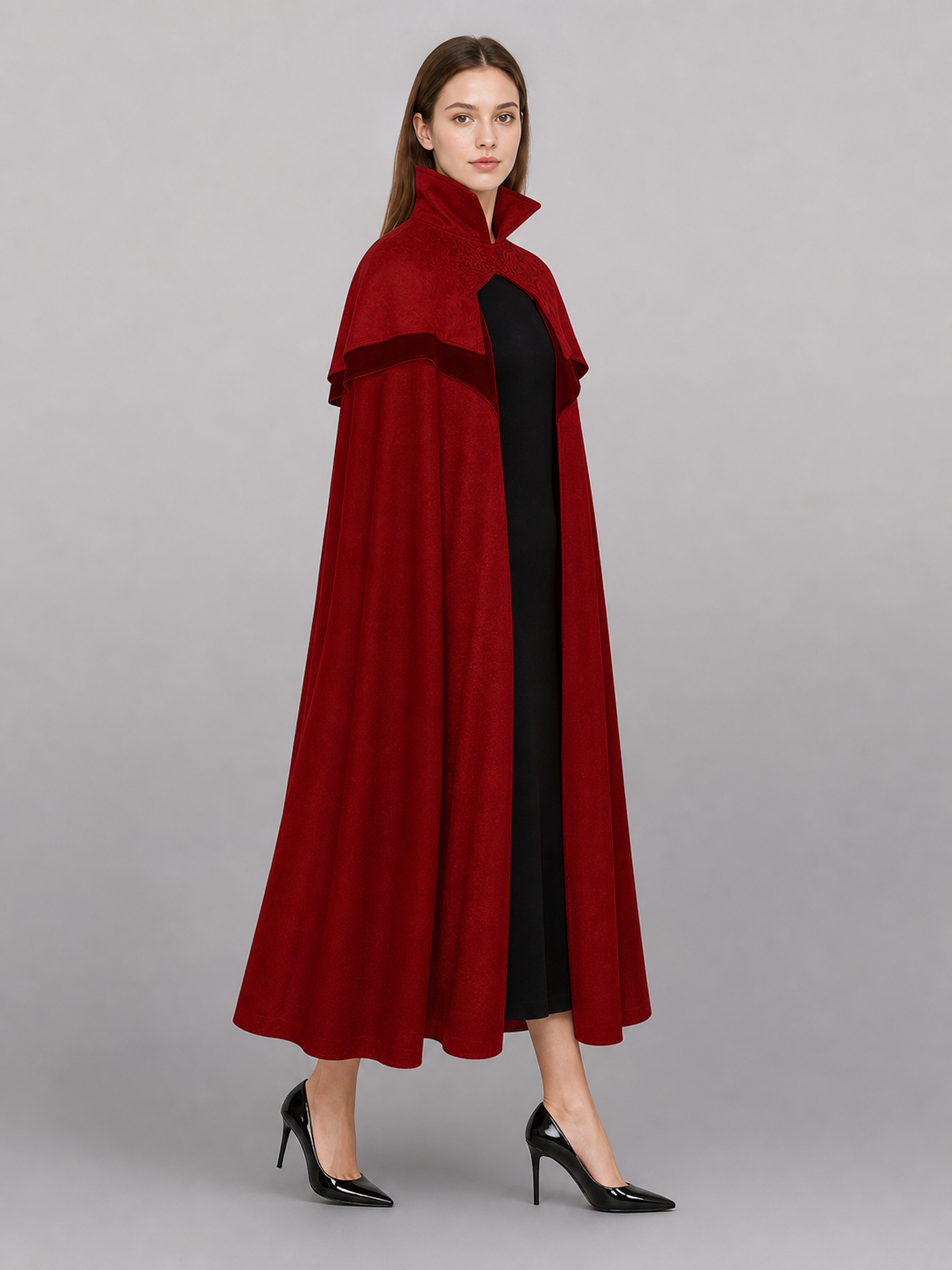 Burgundy Hooded Carnival Cloak