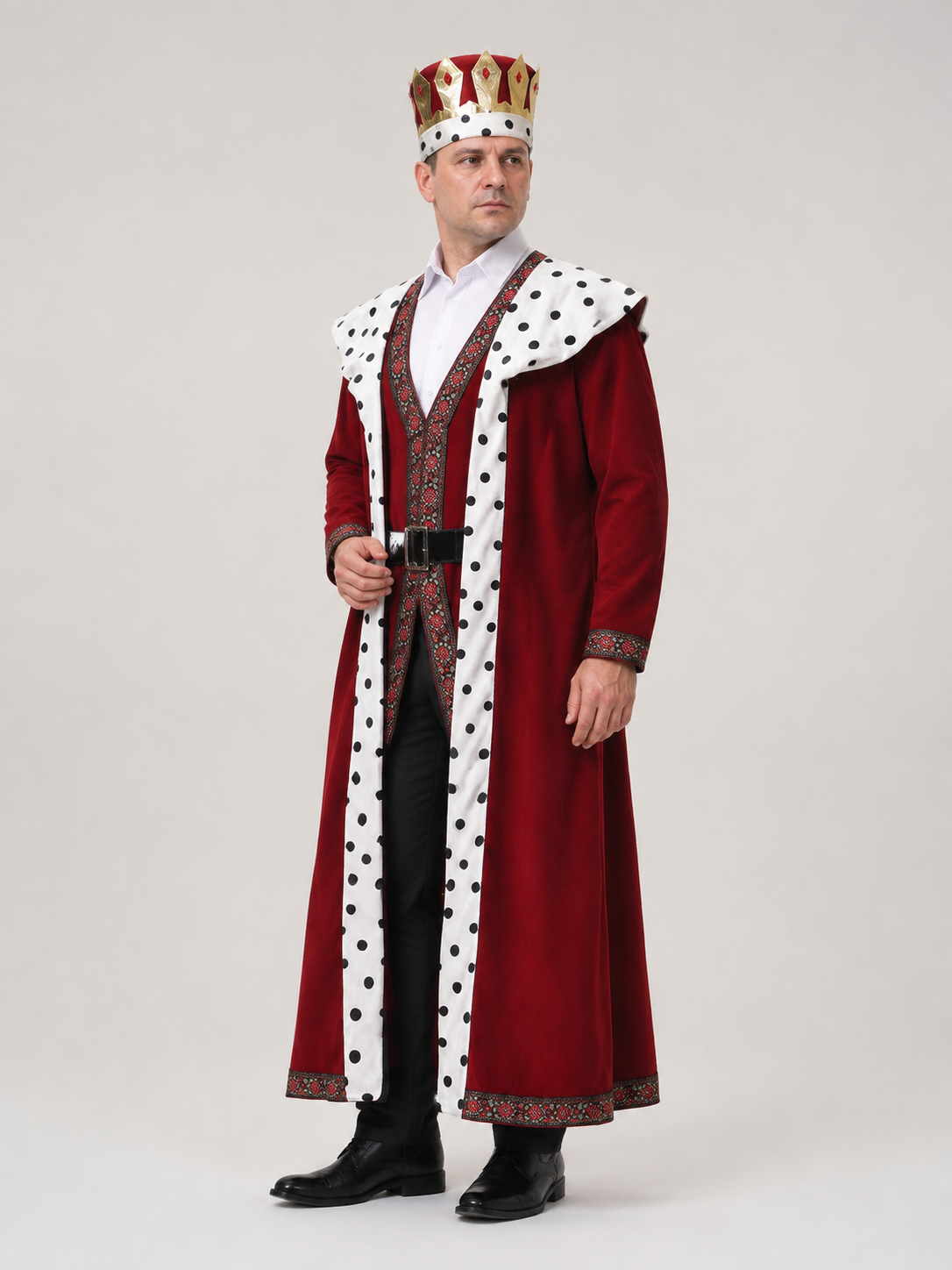 Medieval King Costume with Crown for Halloween side view