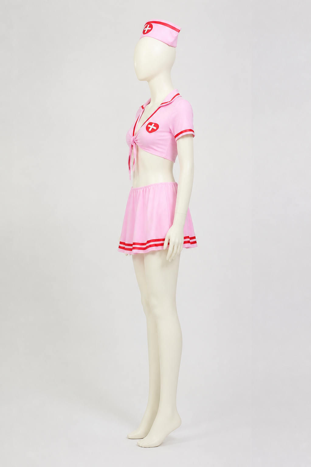 Pink medical uniform with skirt and cap