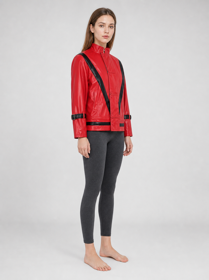 Red Michael Jackson-Style Cosplay Jacket