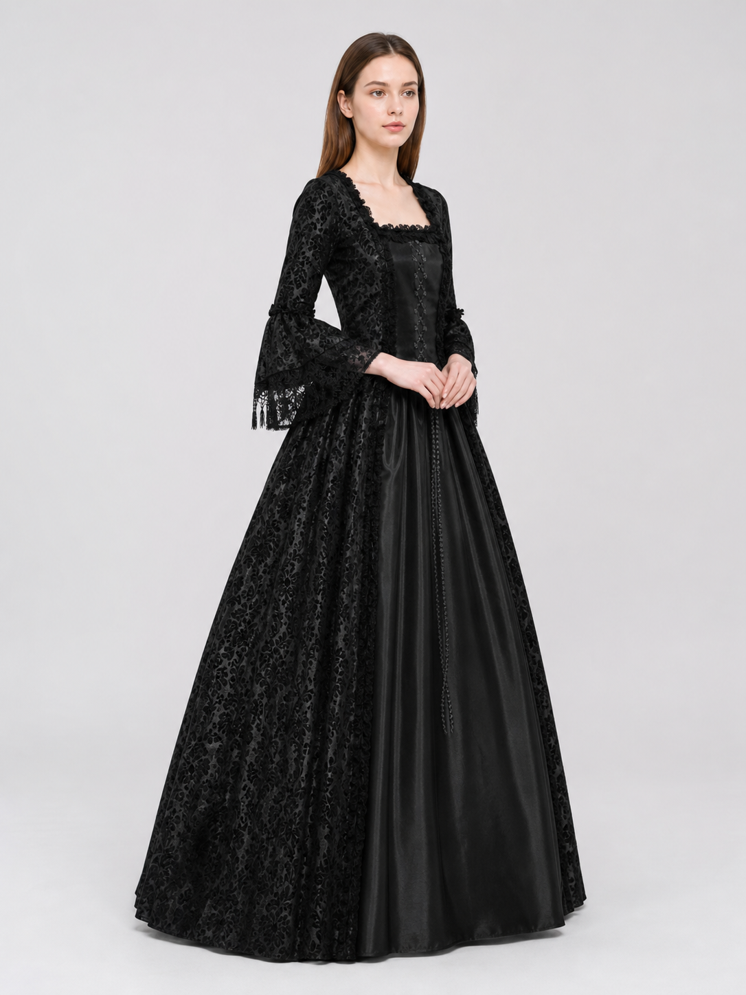 Gothic Victorian-style lace dress side view 2