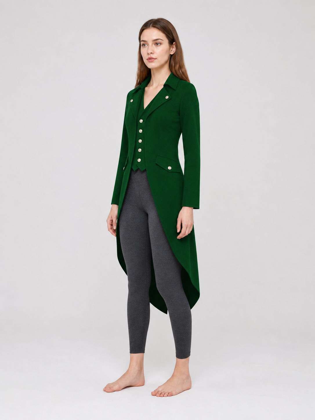 Long Dark Green Gothic-Style Tailcoat