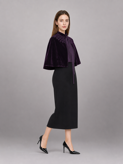 Purple Carnival Cape with a High Collar