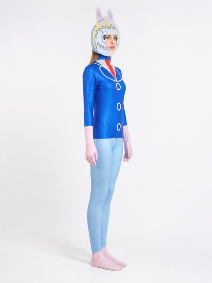 Blue Halloween Jumpsuit with Mask and Ears