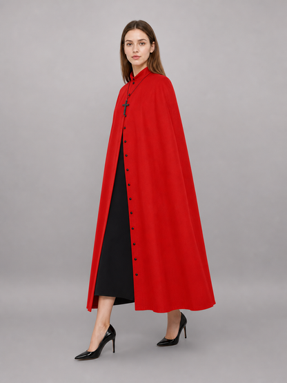 Red Long Carnival Cloak with Collar