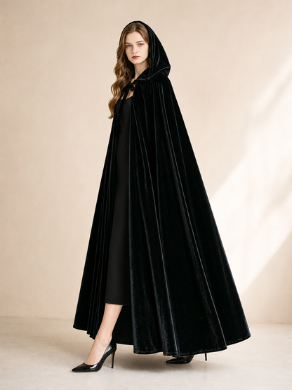 Black Hooded Carnival Cloak 110 cm