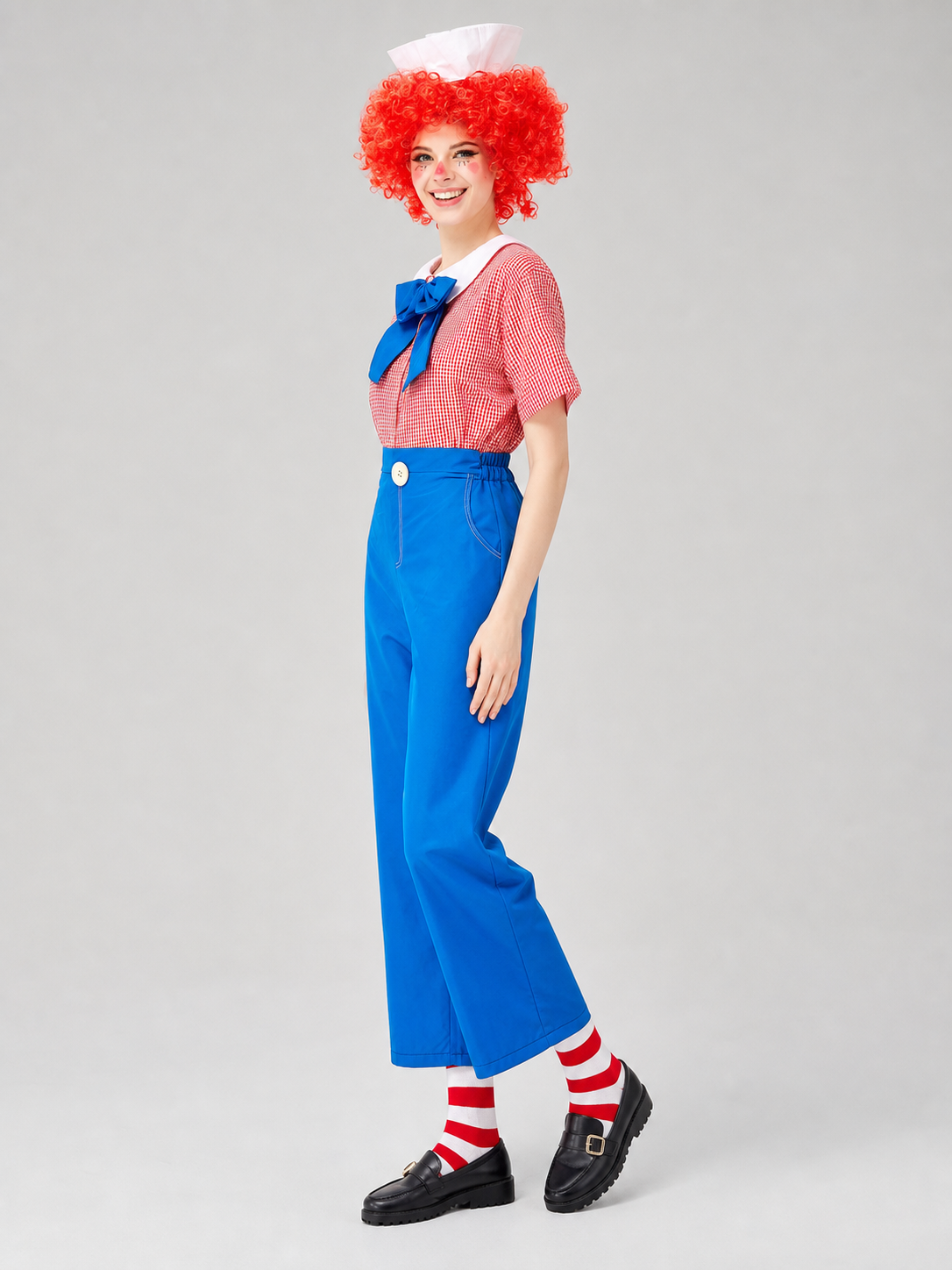 Circus-Style Clown Costume with Bow and Pants