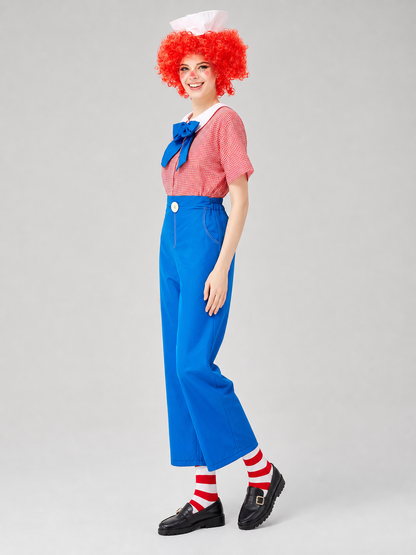 Circus-Style Clown Costume with Bow and Pants