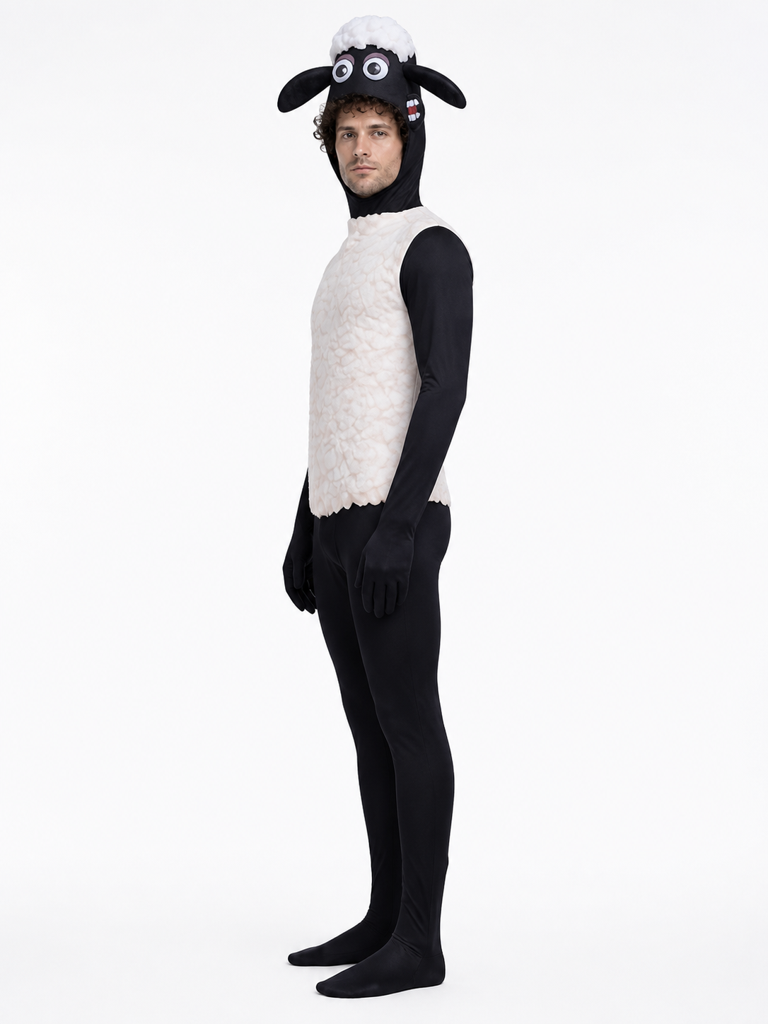 One-Piece Black-and-White Sheep Costume for Cosplay side view
