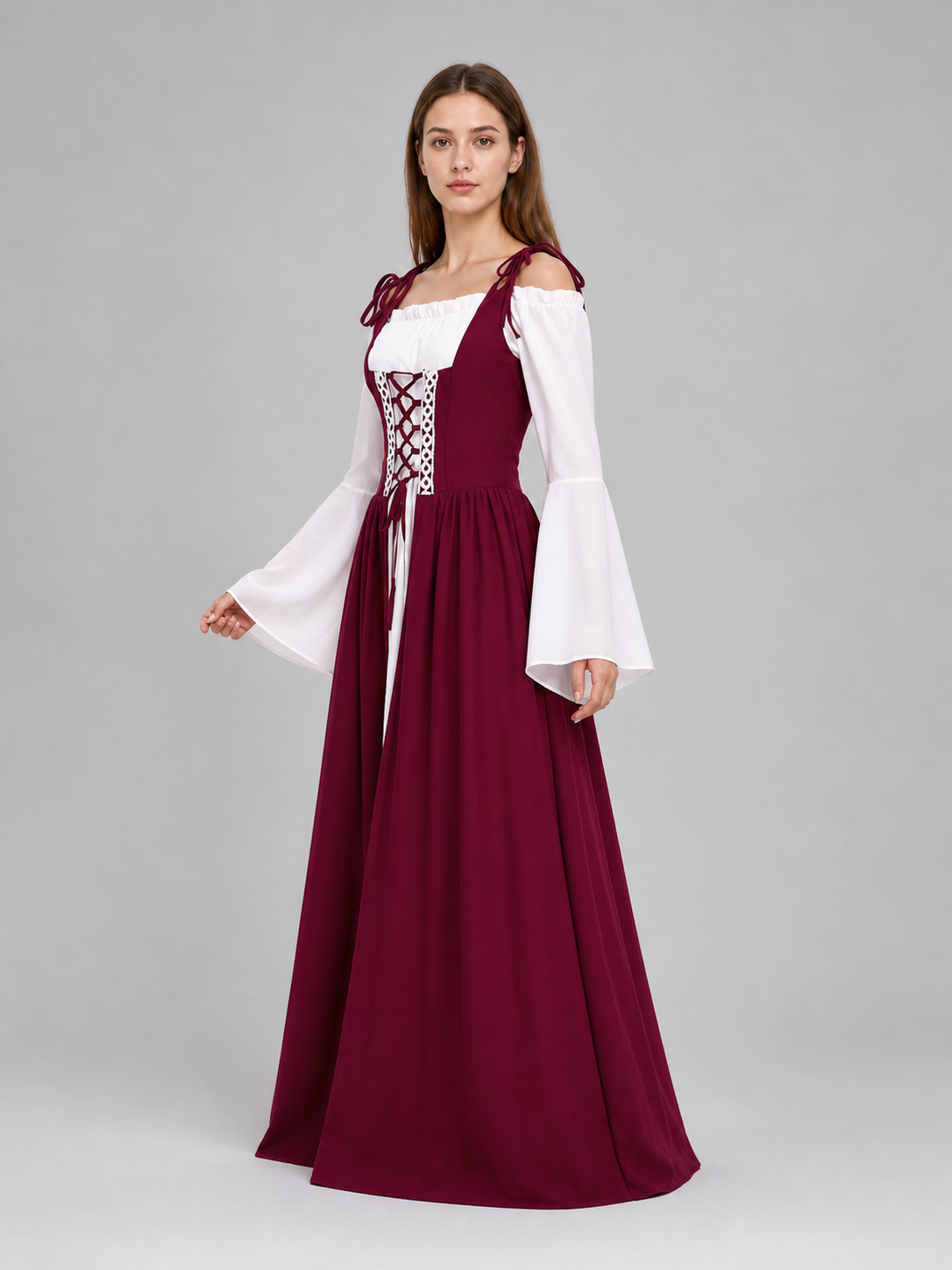 Long Medieval-Style Dress with Blouse