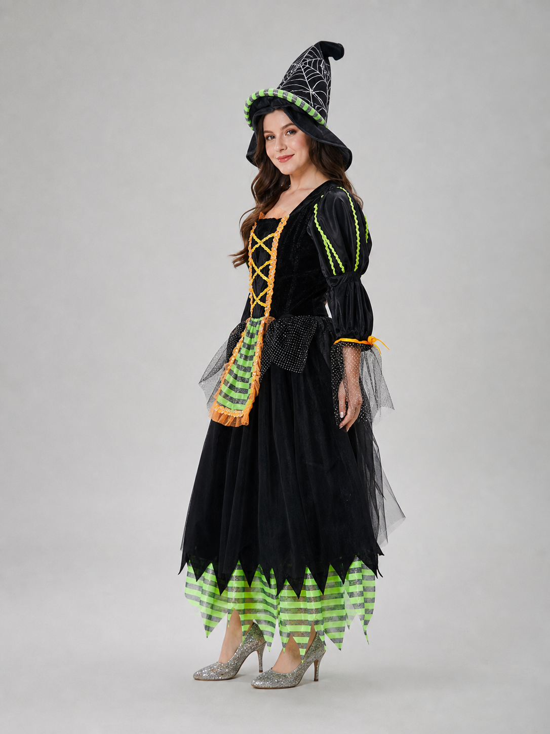 Witch Costume with Pointed Hat for Cosplay