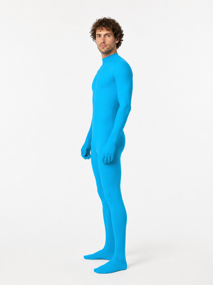 Light Blue Full-Body Jumpsuit with Covered Hands and Feet side view