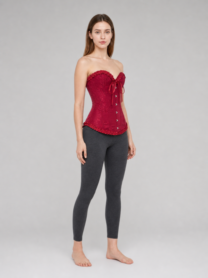 Strapless Ruffled Lace-Up Corset