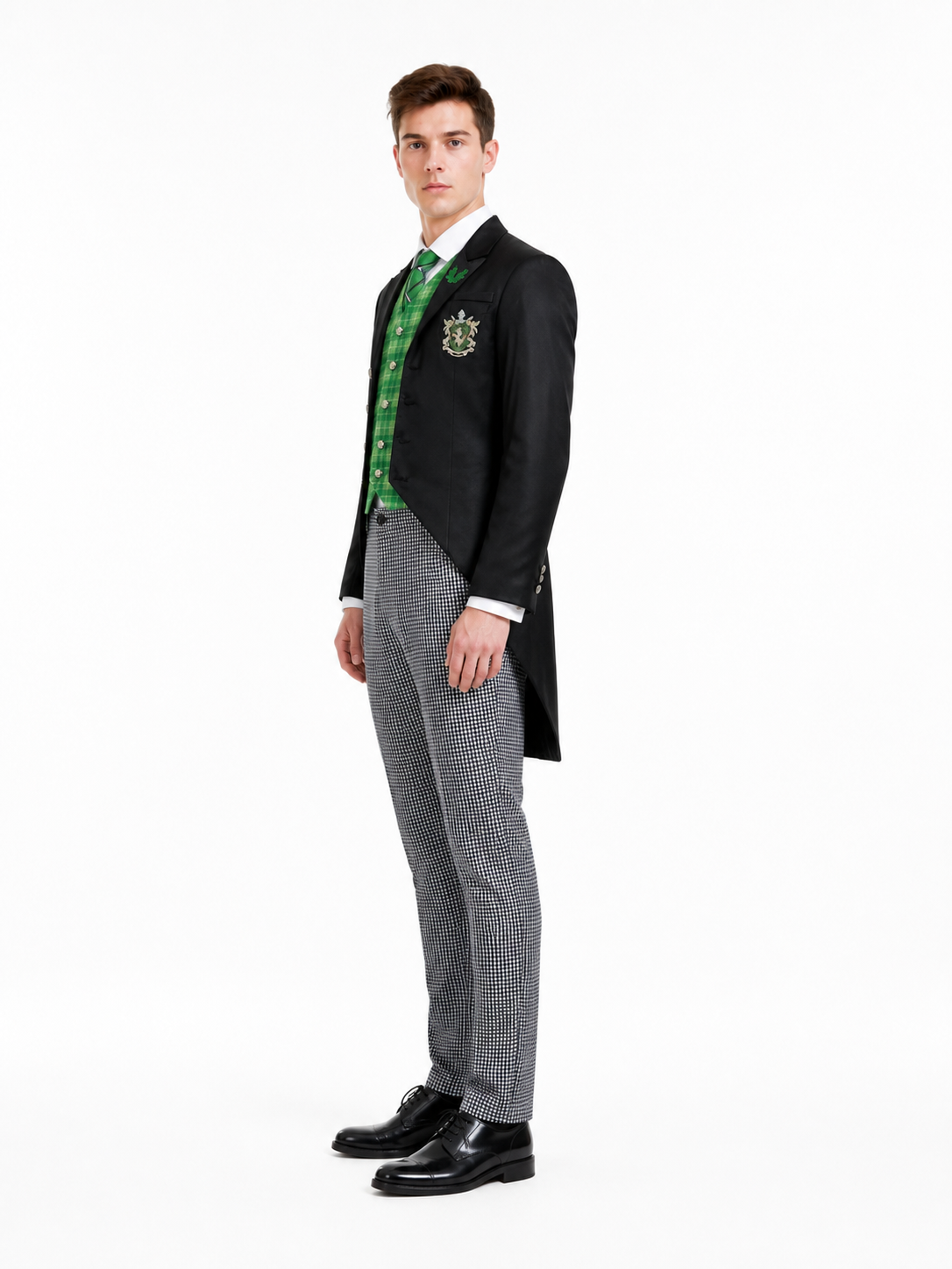 Cosplay Costume, 5-Piece Set, Green Plaid side view
