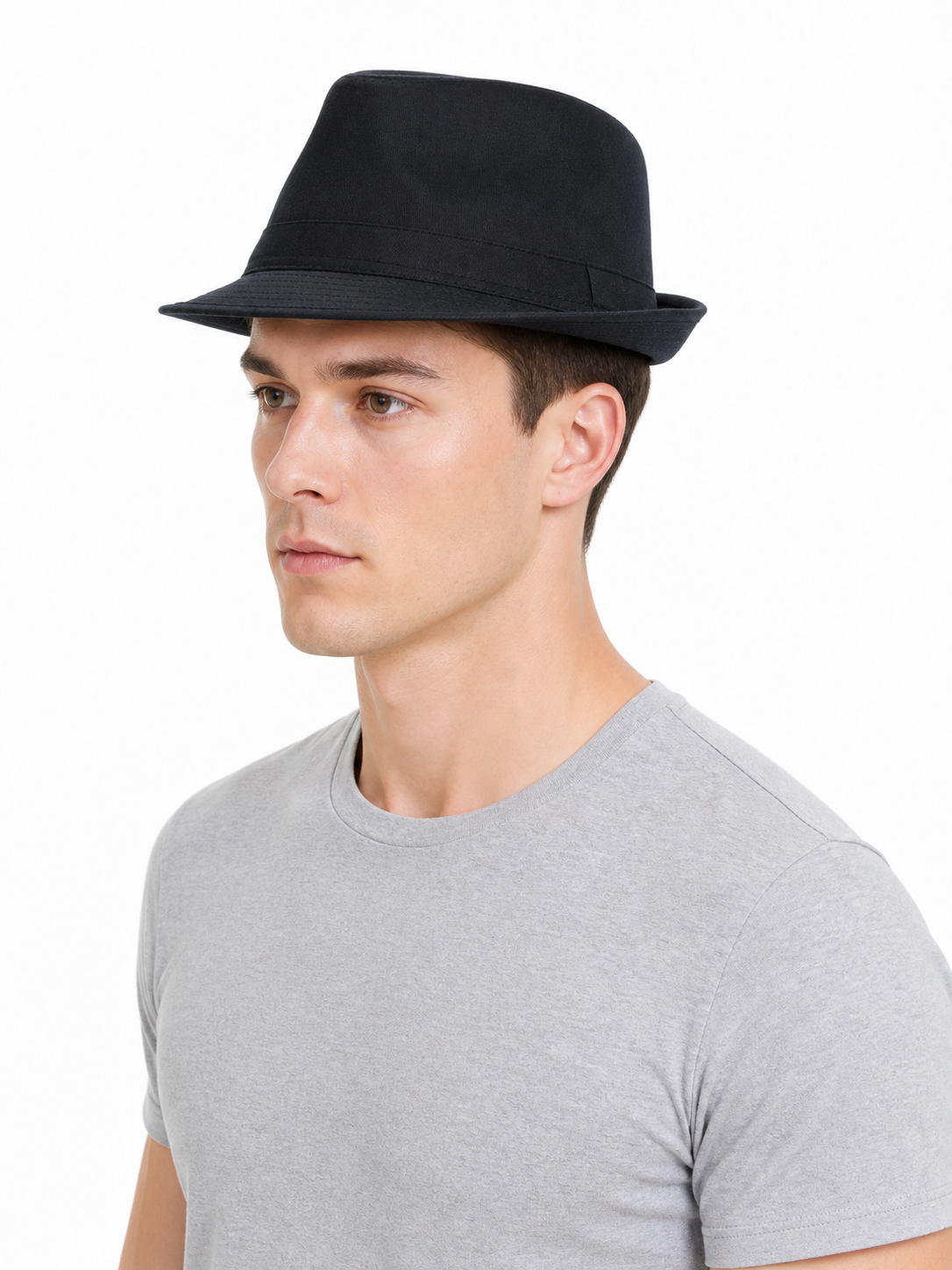 Black Wide-Brimmed Costume Fedora Hat