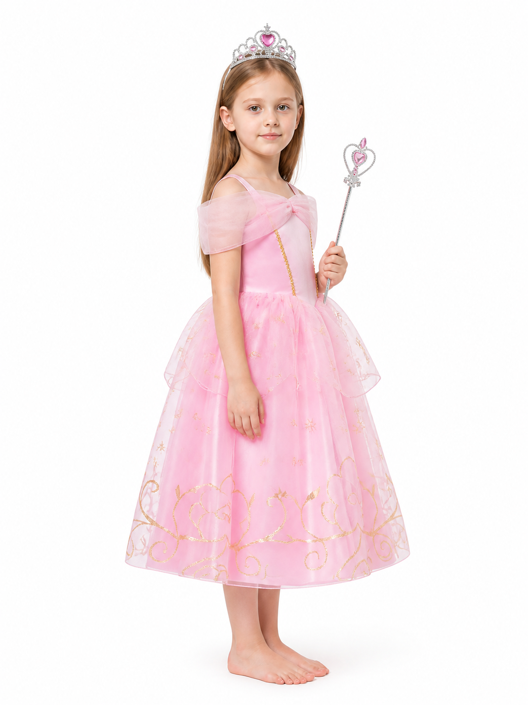 Princess Dress with Crown and Magic Wand side view