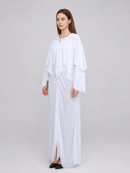 White ghost costume with hood and sleeves side view 2