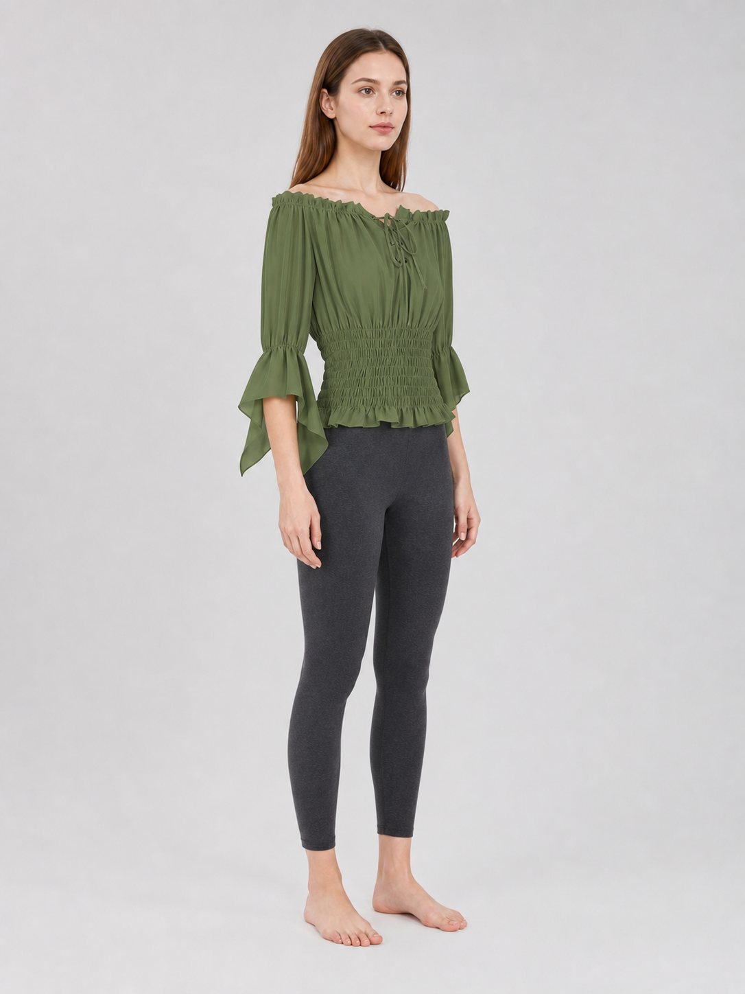Off-the-Shoulder Blouse with Lacing