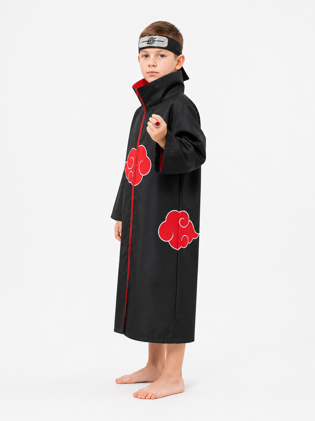 Akatsuki Costume with Red Clouds for Cosplay side view