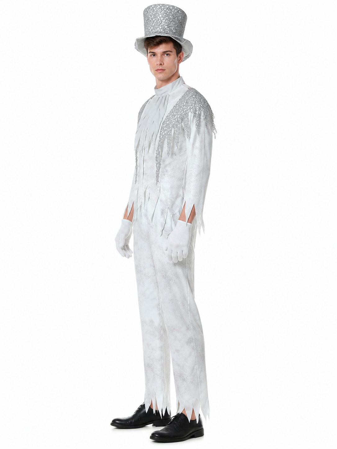 Carnival Jumpsuit with Ragged Edges and Collar side view