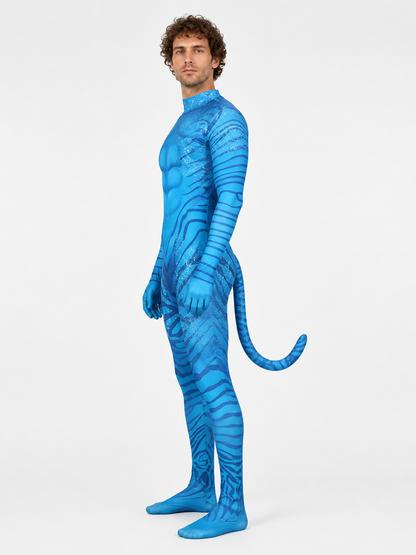 Alien cosplay jumpsuit with tail side view