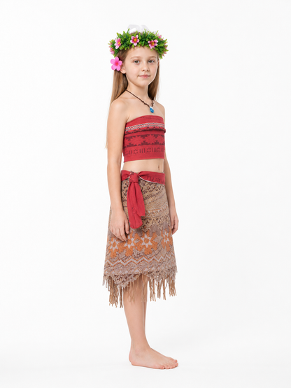 Moana Costume with Skirt and Necklace for Children side view