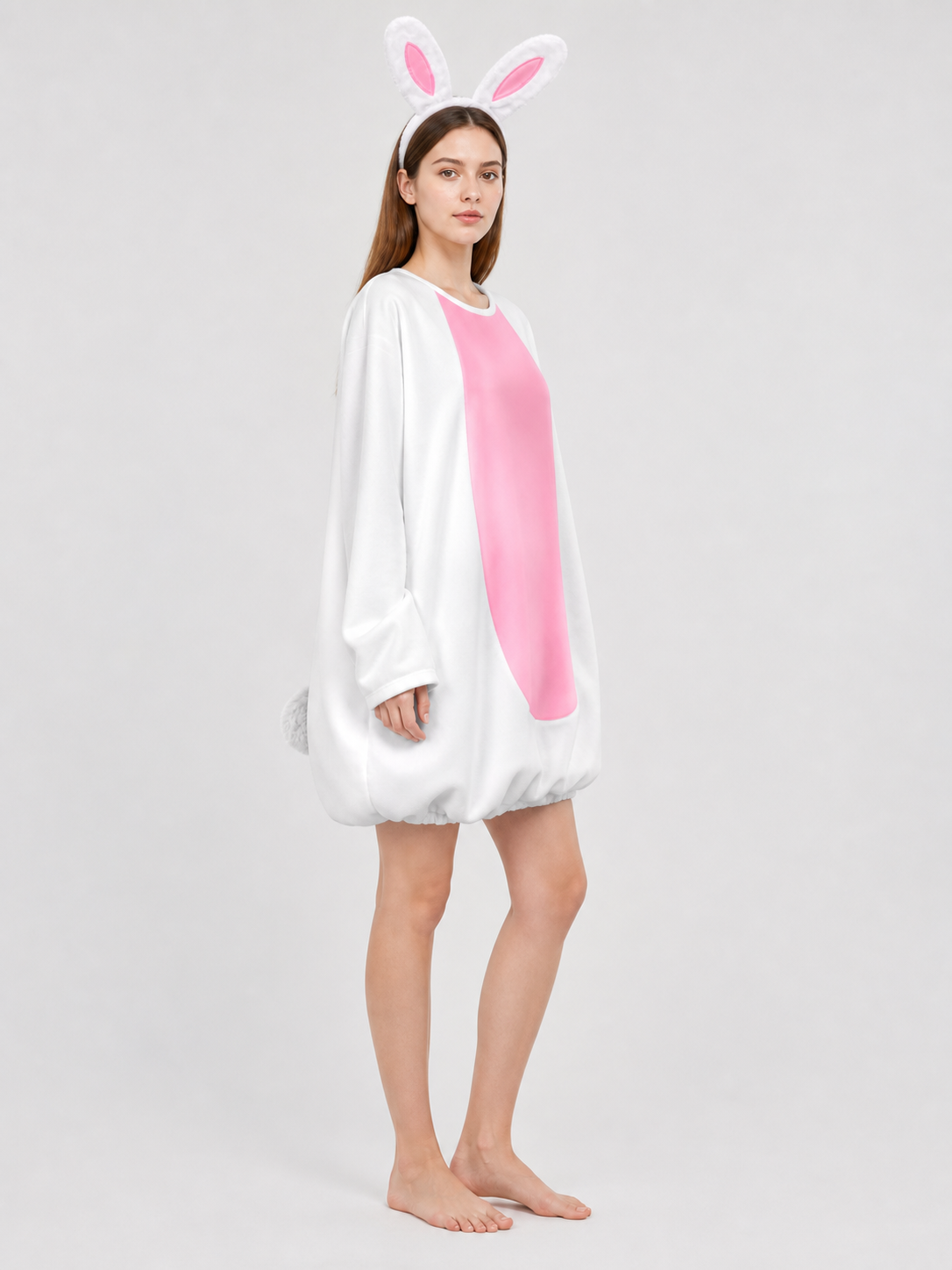 Rabbit Costume with Ears, Tail, and Pink Panel