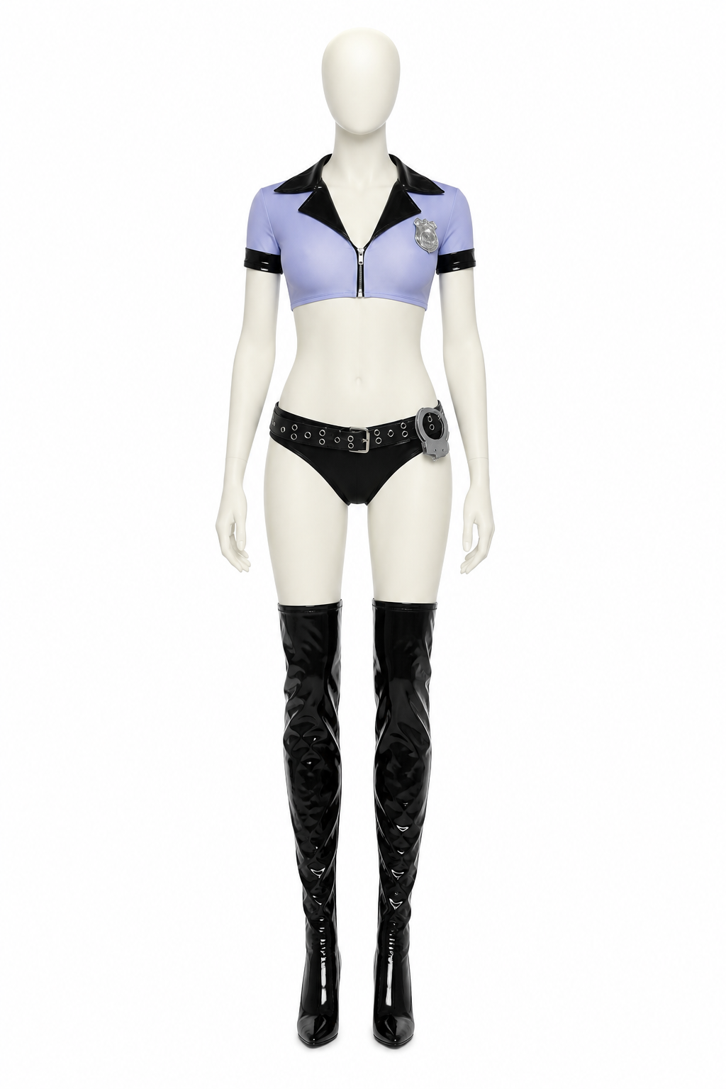 Police Costume with Cropped Top and Shorts side view