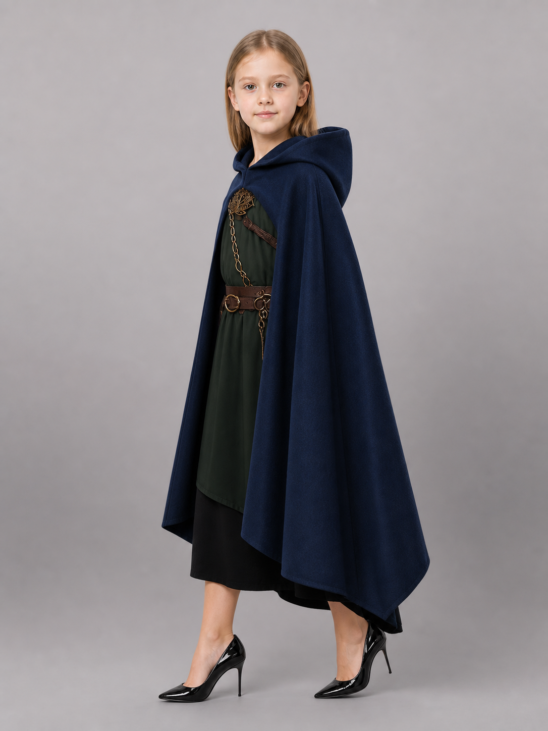 Dark Blue Hooded Costume Cloak