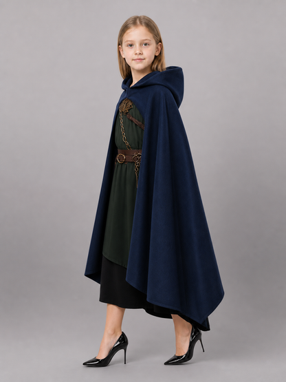 Dark Blue Hooded Costume Cloak