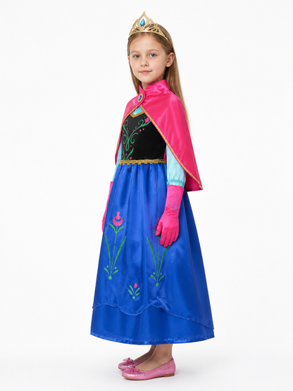 Princess Anna Costume with Cape and Crown side view