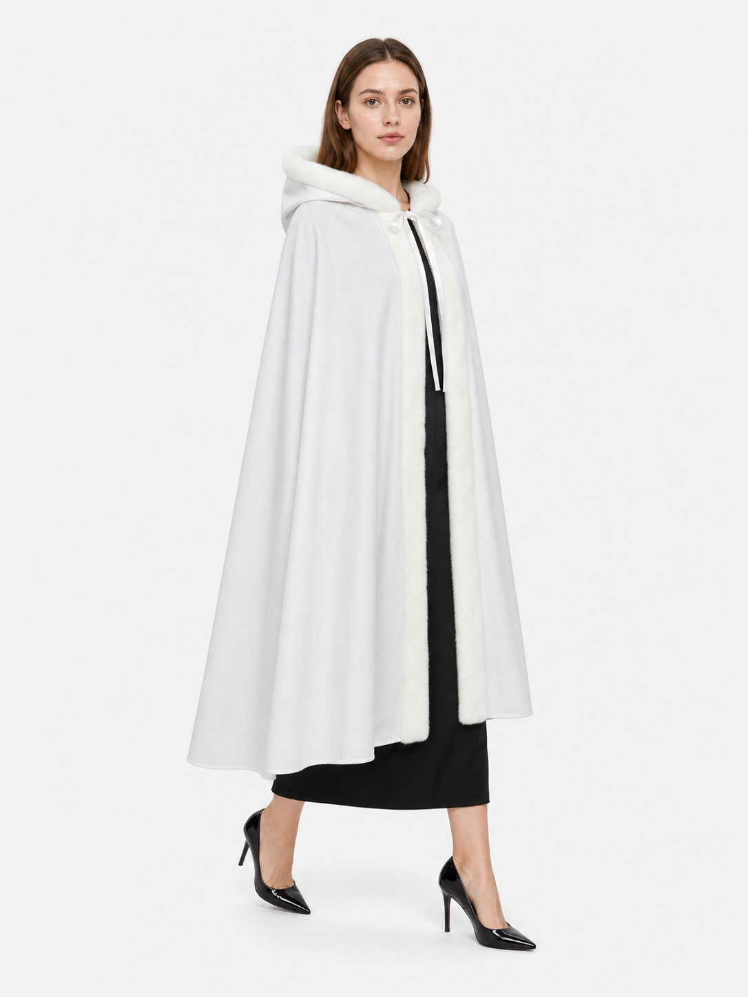 White Hooded Carnival Cloak for Costumes