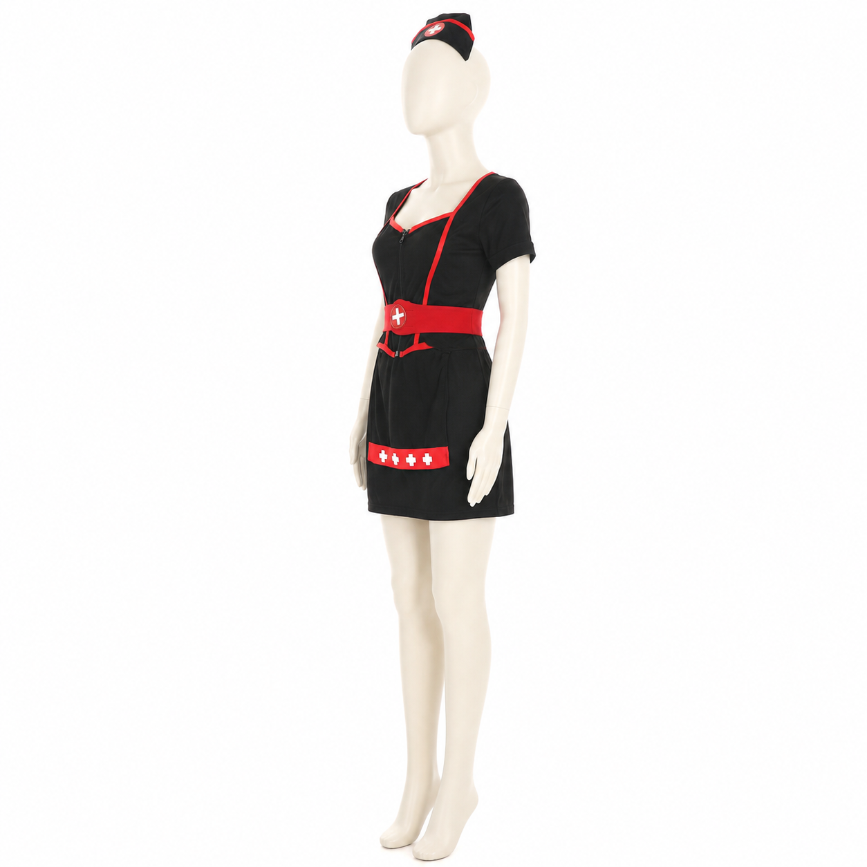 Medical Uniform-Style Costume with Red Belt side view