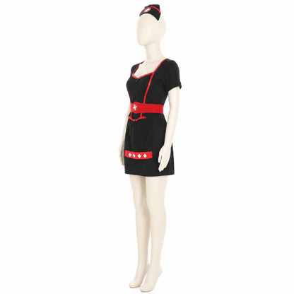 Medical Uniform-Style Costume with Red Belt side view