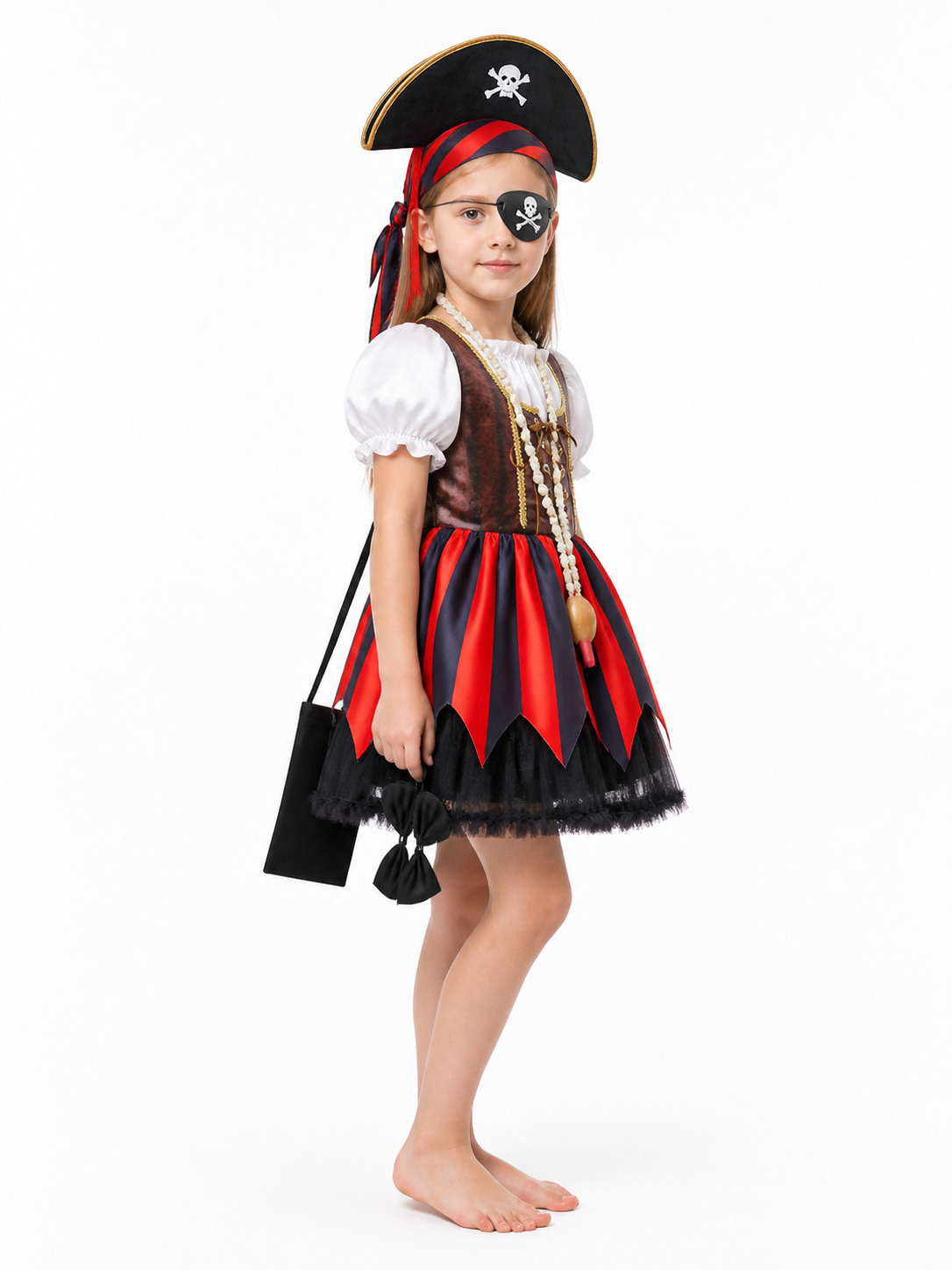 Pirate Costume with Dress and Halloween Accessories side view