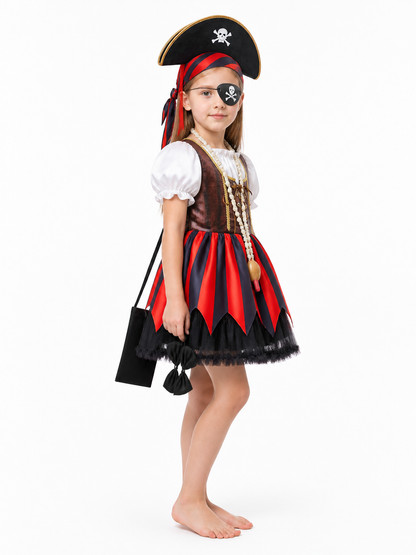 Pirate Costume with Dress and Halloween Accessories side view