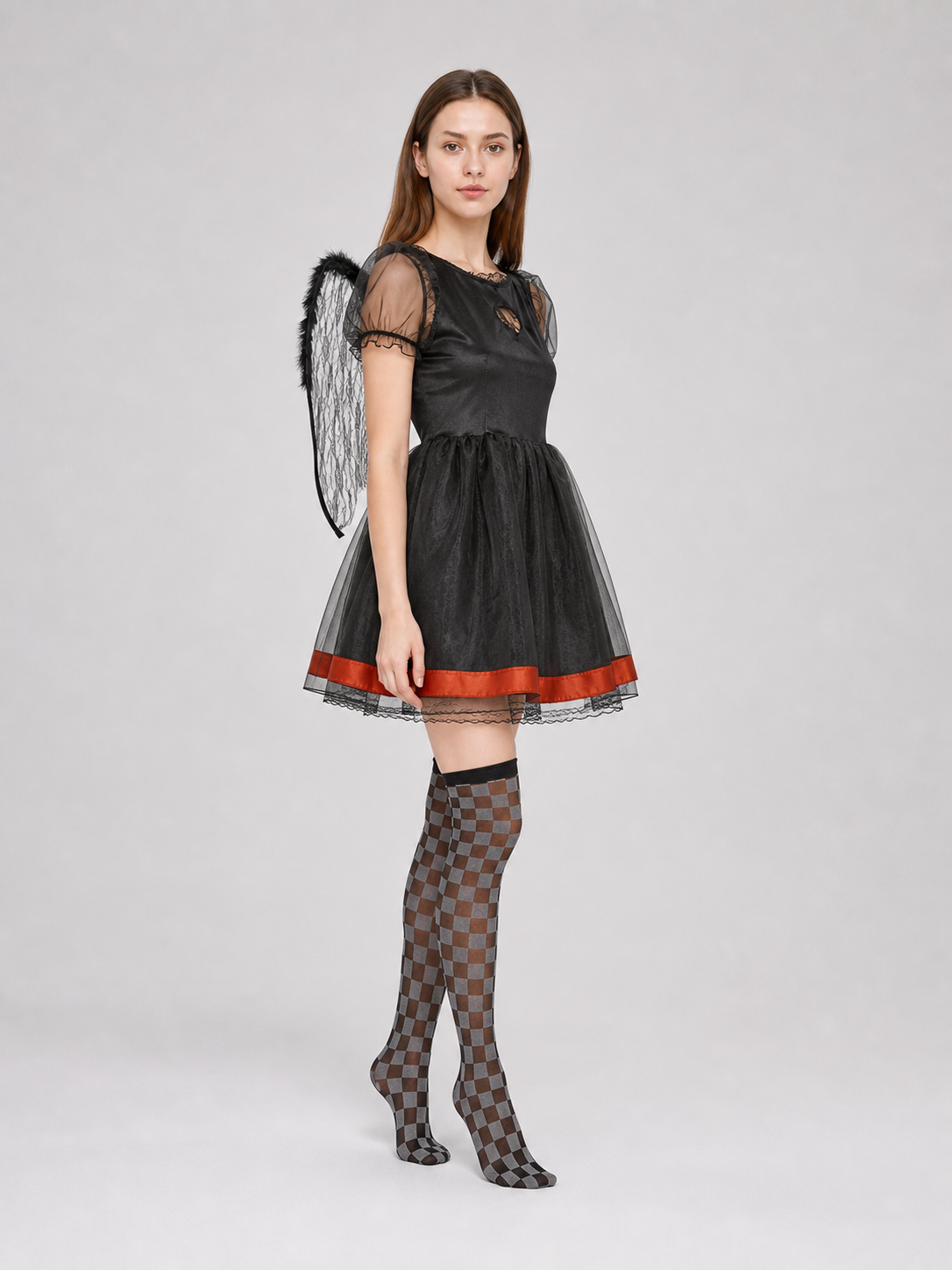 Black Demon Costume Dress with Horned Headband