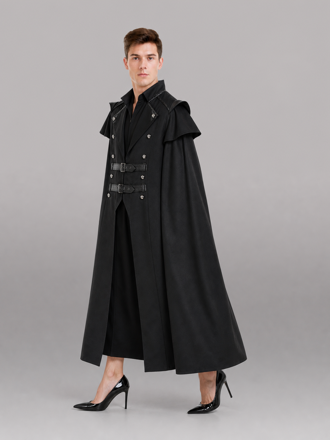 Long Black Gothic Carnival Cape