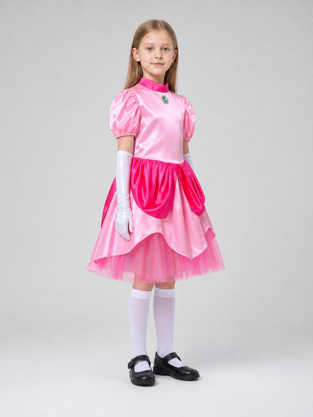 Carnival costume with a dress, gloves, and crown