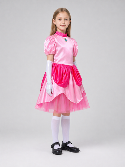 Carnival costume with a dress, gloves, and a crown