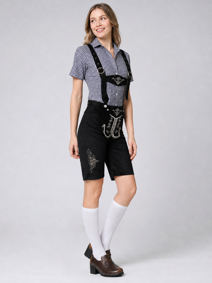 Historical Ethnic Costume with Suspenders and Embroidery side view