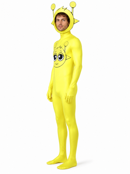 Yellow Hooded Alien Jumpsuit side view