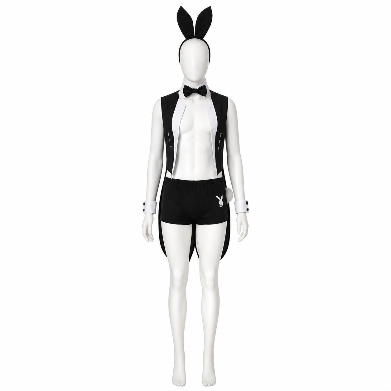 Black-and-White Costume with Ears and Tail side view