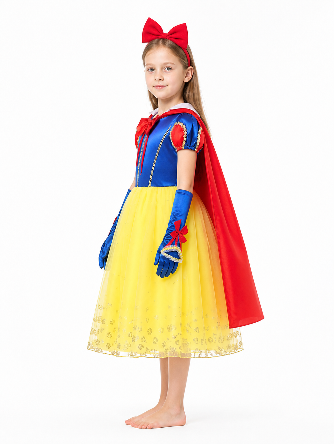 Snow White Costume with Cape and Headband for Carnival side view