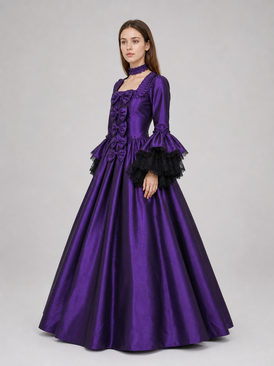 Gothic-Style Carnival Dress with Long Sleeves side view 2