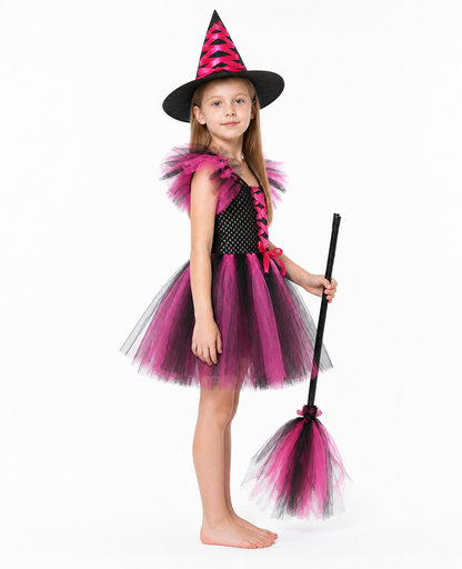 Witch Costume with Pointed Hat and Full Skirt side view