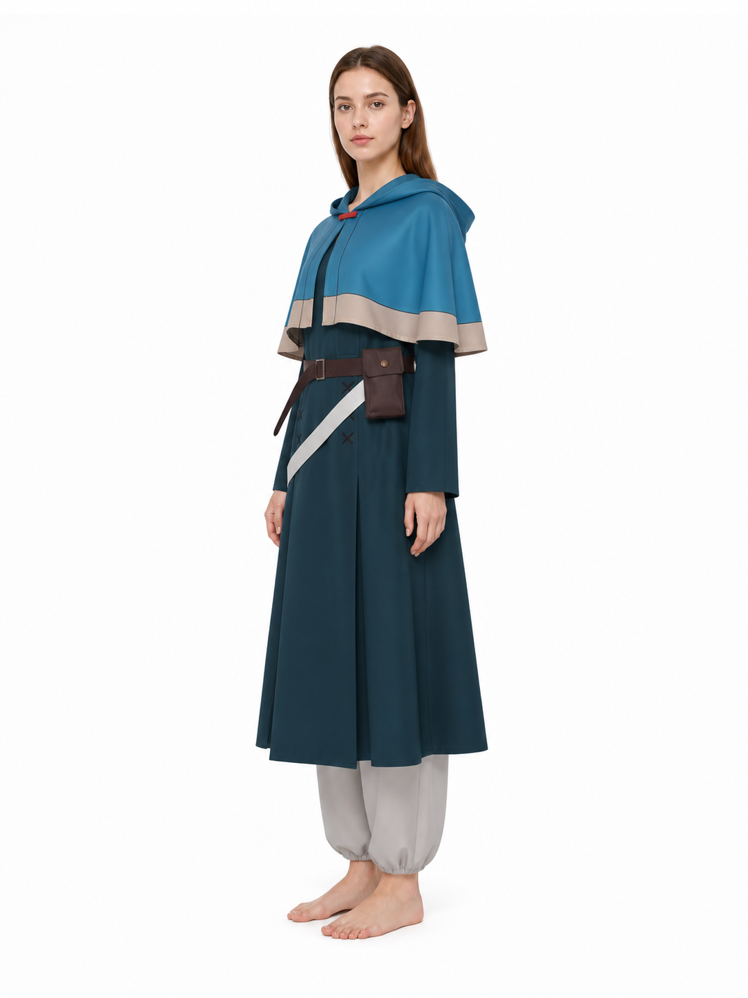 Marcille Cosplay Costume with Hood and Cape side view