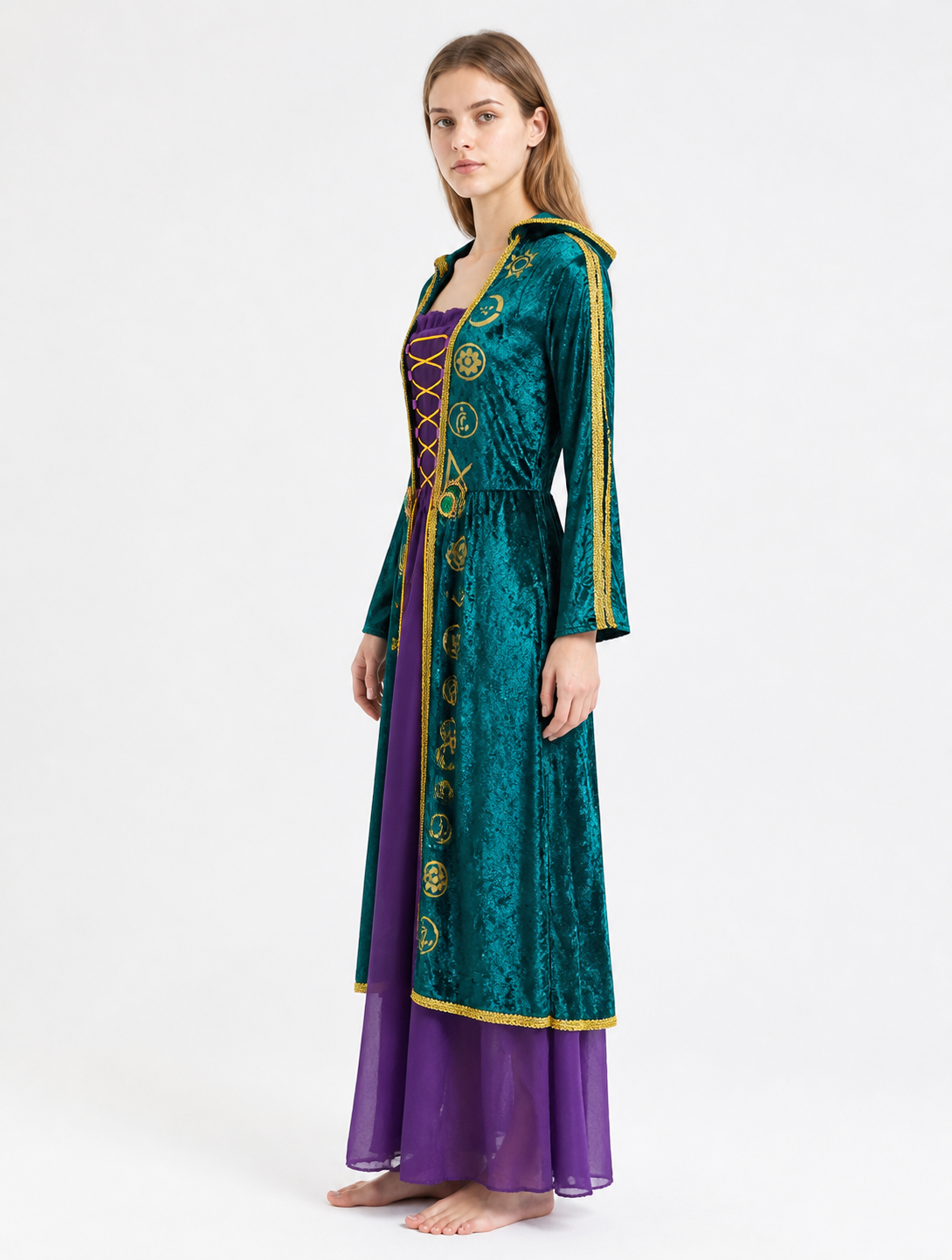 Long-Sleeve Lace-Up Cosplay Dress side view