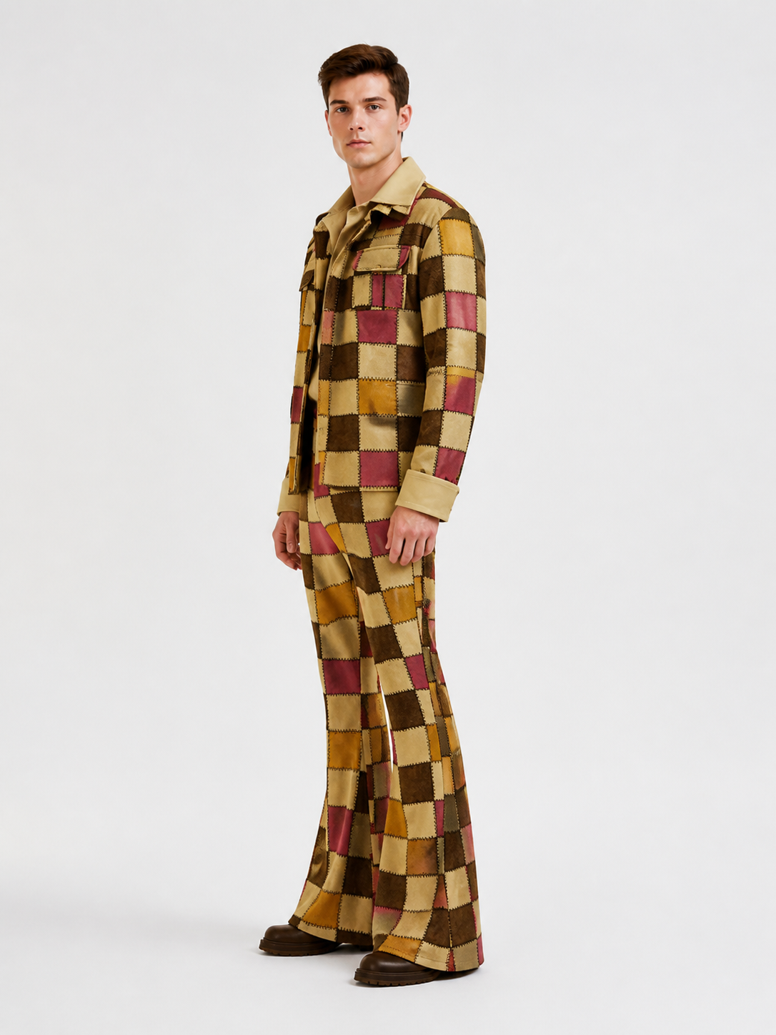 Plaid Stage Costume: Blazer and Flared Pants side view