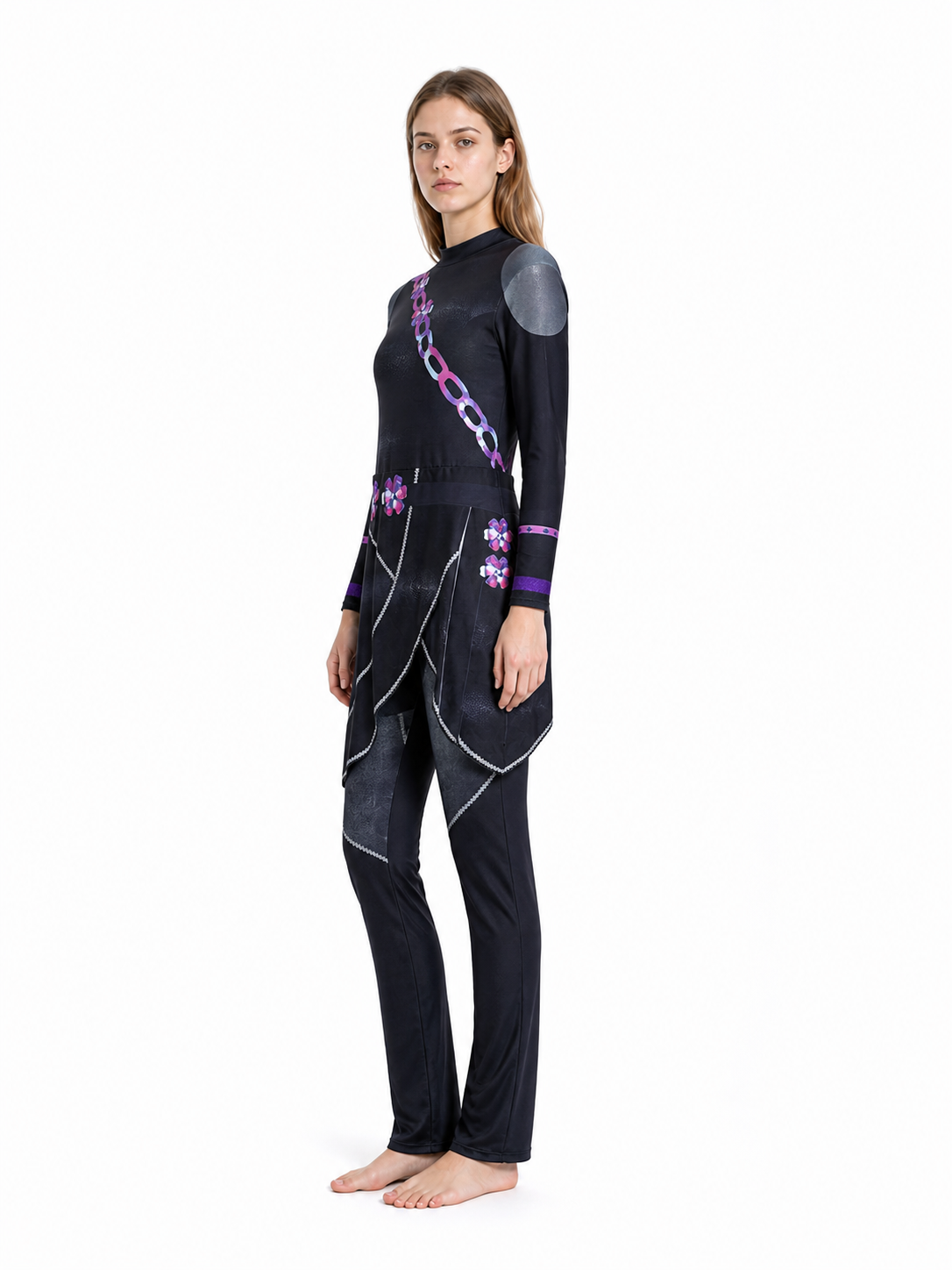 Zoe Cosplay Jumpsuit with Asymmetrical Skirt side view
